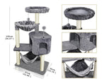 Cat Tree with Cat Condo and Big Hammock, Grey