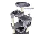 Cat Tree with Cat Condo and Big Hammock, Grey