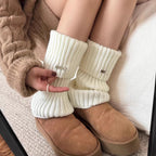 Fashion White Knitted Fabric Female Leg Warmer